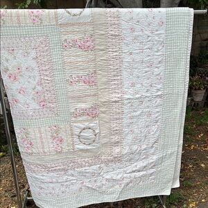 Simply Shabby Chic Pink and Cream Quilt with Floral Patchwork